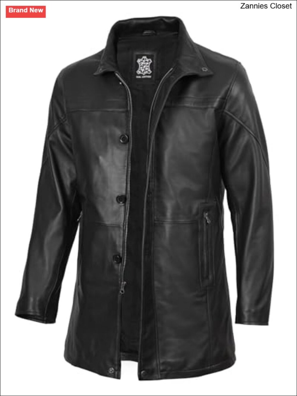 Real Lambskin Leather Coat Mid Length Jacket for Men